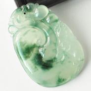 冰种飘花缅甸翡翠如意寿挂件
