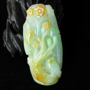 糯冰种三彩缅甸翡翠喜上眉梢挂件