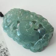 冰种蓝晴水缅甸翡翠财源滚滚挂件