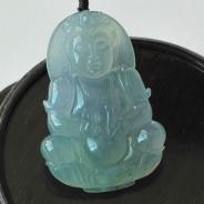 冰种淡紫罗兰晴水缅甸翡翠观音挂件