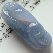 冰种紫罗兰略飘花缅甸翡翠英明神武挂件