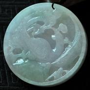 糯冰种春带彩缅甸翡翠凤舞九天挂件