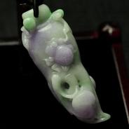 细糯种春带彩缅甸翡翠人生如意挂件