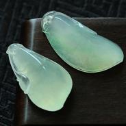 冰种晴水缅甸翡翠福瓜对佩挂件