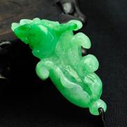 糯冰种翠色满绿缅甸翡翠白菜挂件