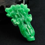 糯冰种翠色满绿缅甸翡翠白菜挂件