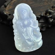 糯冰种紫罗兰缅甸翡翠站观音挂件