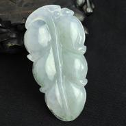 糯冰种淡紫罗兰缅甸翡翠叶子挂件