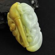 细糯种黄翡缅甸翡翠画龙点睛挂件