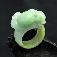 细糯种黄翡飘翠缅甸翡翠招财进宝指环