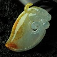 冰种红黄翡缅甸翡翠仿古龙牌挂件