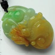 糯冰种三彩缅甸翡翠福禄寿挂件