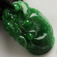 糯冰种菠菜绿满绿如意寿挂件