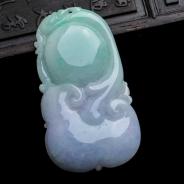 糯冰种春带彩缅甸翡翠如意寿挂件