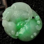 糯冰种飘翠缅甸翡翠福寿双全挂件