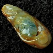 冰种黄翡飘花缅甸翡翠龙行如意挂件