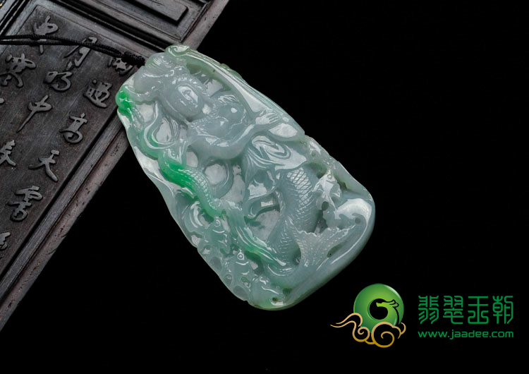 糯冰种飘翠缅甸翡翠美人鱼挂件