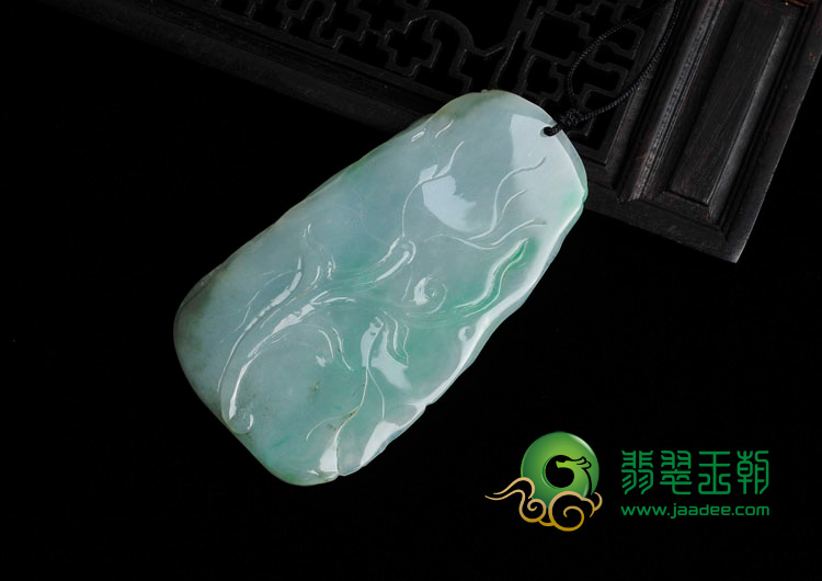 糯冰种飘翠缅甸翡翠美人鱼挂件