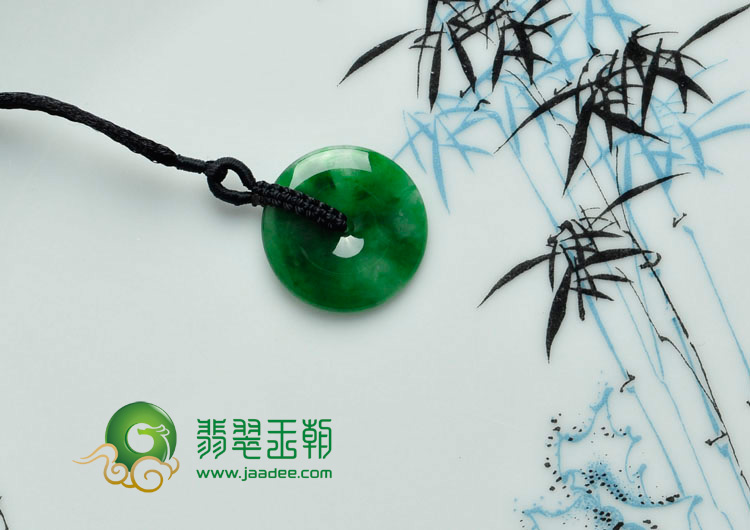 冰种阳绿缅甸翡翠平安扣挂件