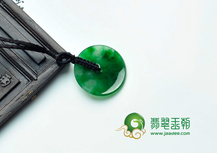 冰种阳绿缅甸翡翠平安扣挂件