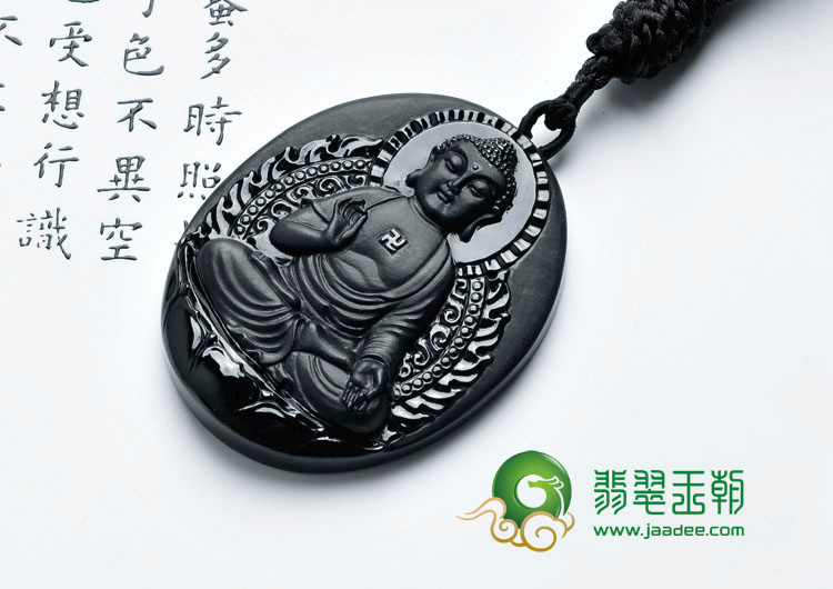 细糯种墨翠缅甸翡翠如来佛祖挂件