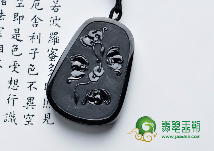 细糯种墨翠缅甸翡翠钟馗挂件