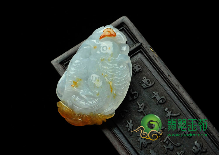 糯冰种黄翡缅甸翡翠英明神武挂件