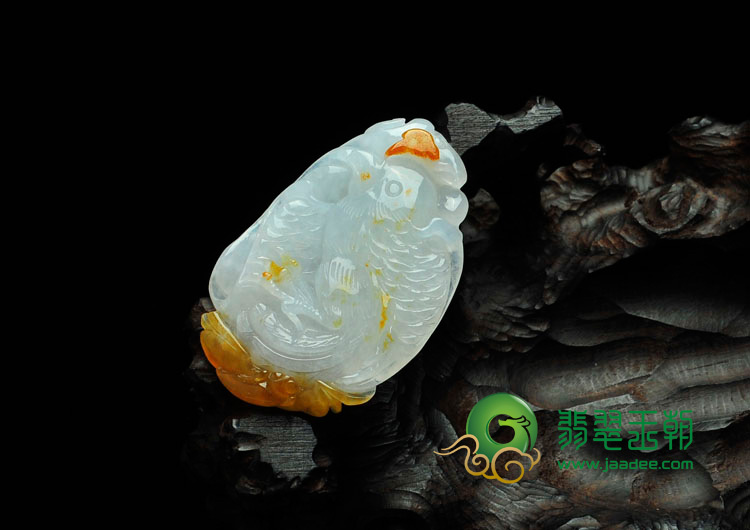 糯冰种黄翡缅甸翡翠英明神武挂件