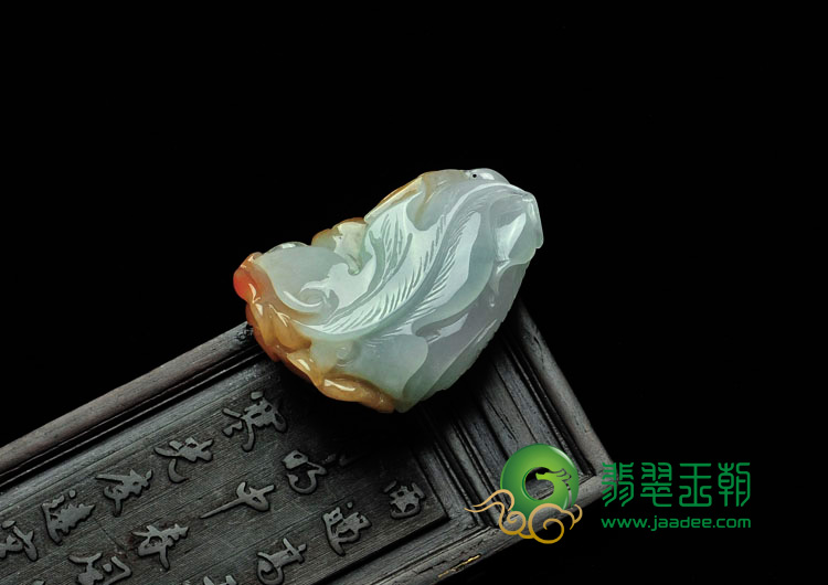糯冰种红黄翡缅甸翡翠鸟语花香挂件