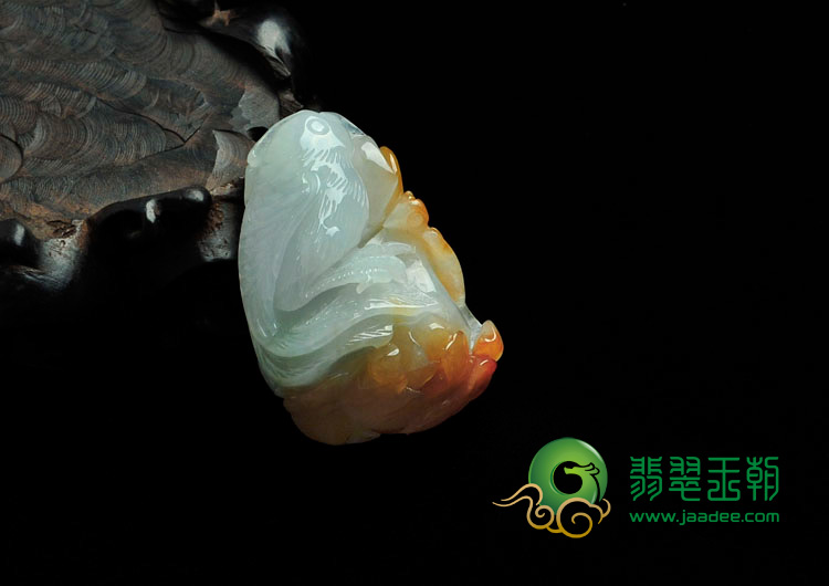 糯冰种红黄翡缅甸翡翠鸟语花香挂件