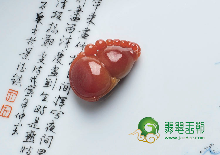 糯冰种红翡缅甸翡翠“洪福齐天”挂件