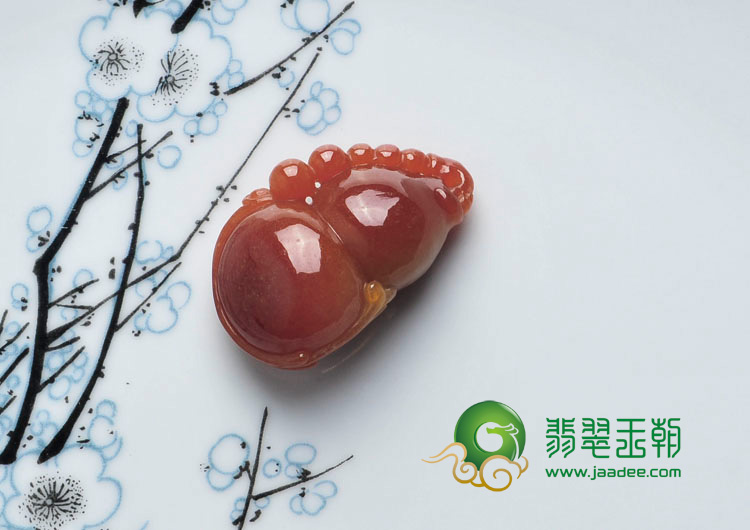 糯冰种红翡缅甸翡翠“洪福齐天”挂件