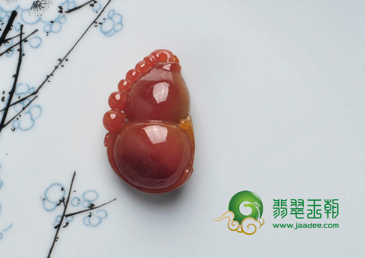 糯冰种红翡缅甸翡翠“洪福齐天”挂件
