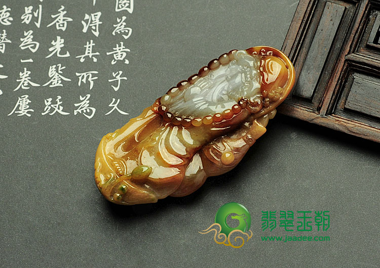 糯冰种红黄翡缅甸翡翠达摩挂件