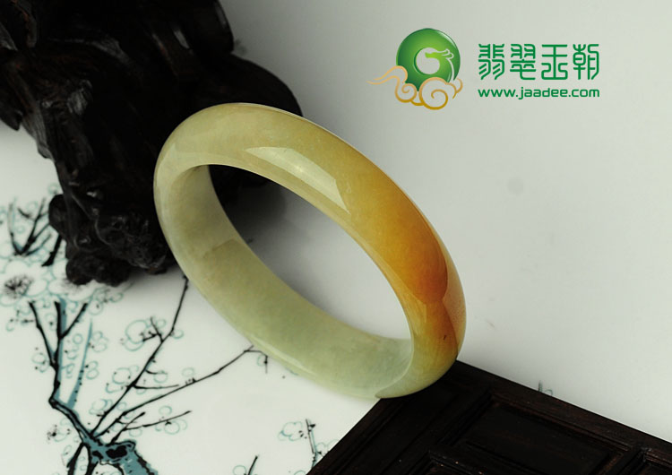 feicui糯冰种黄翡缅甸翡翠手镯（55.9mm）