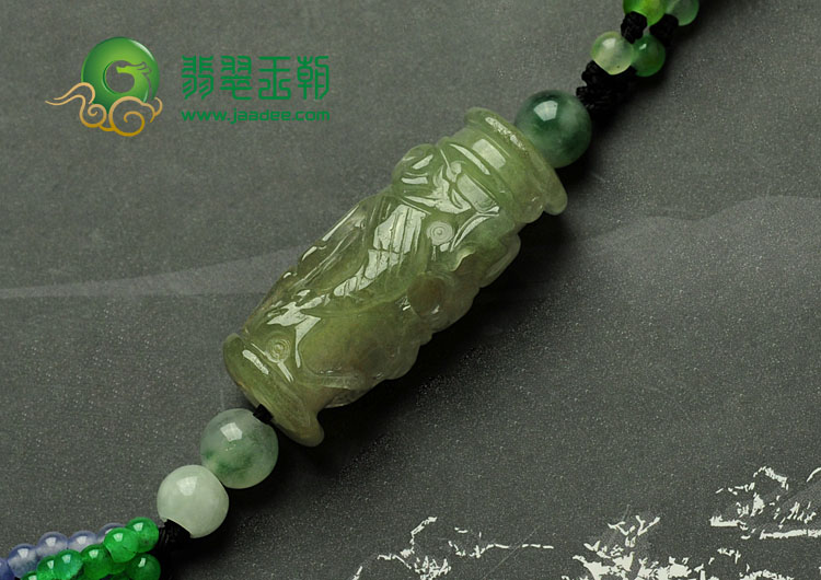 冰种晴水缅甸翡翠龙柱挂件