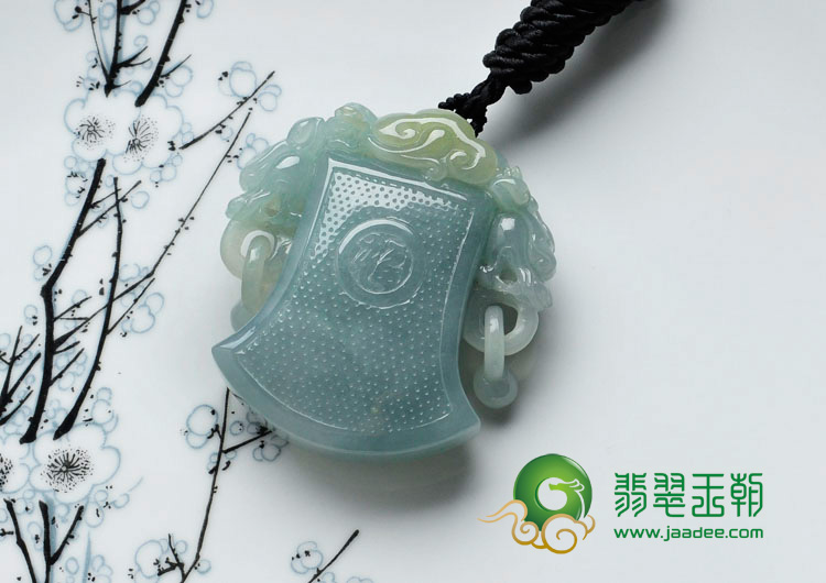 糯冰种晴水略带黄翡缅甸翡翠福临门挂件