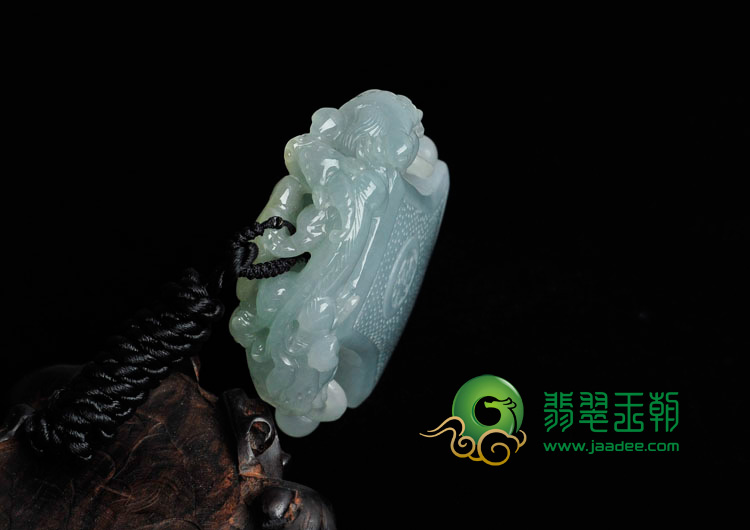 糯冰种晴水略带黄翡缅甸翡翠福临门挂件