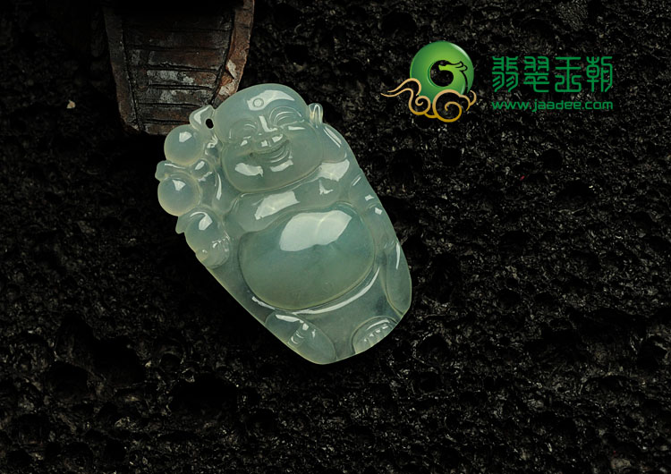 冰种晴水缅甸翡翠逍遥佛挂件