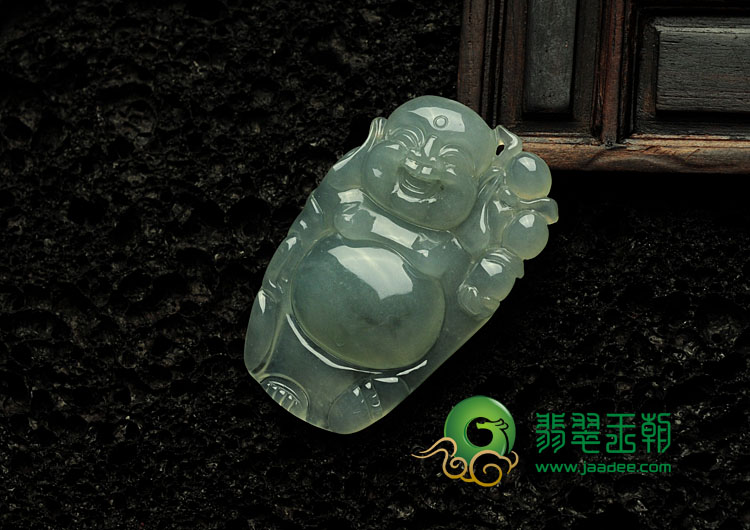冰种晴水缅甸翡翠逍遥佛挂件