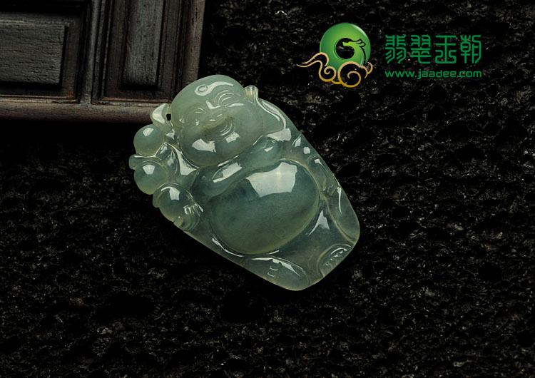 冰种晴水缅甸翡翠逍遥佛挂件