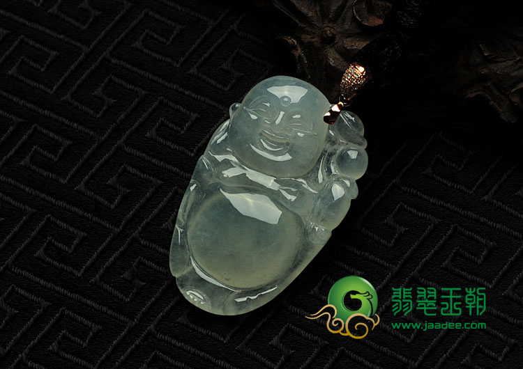 冰种缅甸翡翠逍遥佛挂件