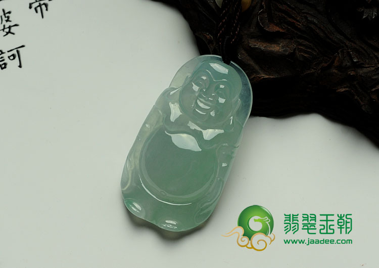 冰种晴水缅甸翡翠站佛挂件