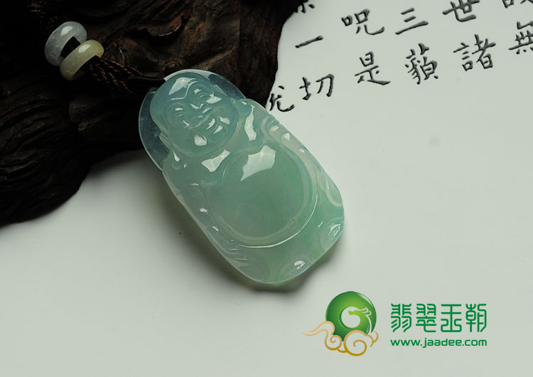 冰种晴水缅甸翡翠站佛挂件