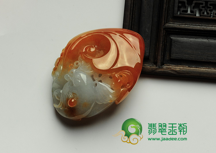 糯冰种红黄翡缅甸翡翠英明神武挂件