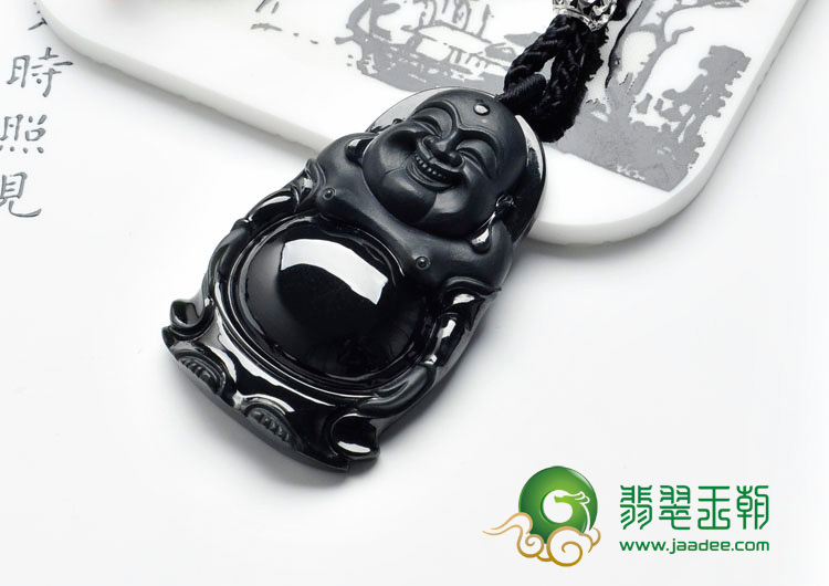 冰种墨翠缅甸翡翠站佛挂件