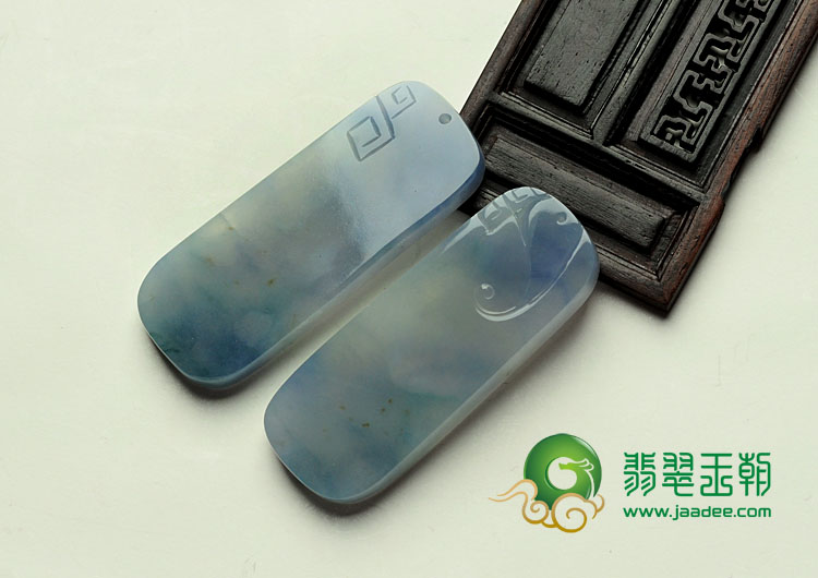 糯冰种紫罗兰缅甸翡翠蝶恋花挂件（一对）