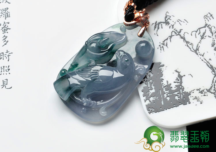 冰种紫罗兰飘花缅甸翡翠喜上眉梢挂件