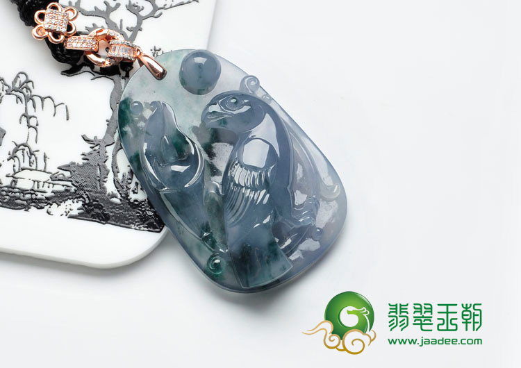 冰种紫罗兰飘花缅甸翡翠喜上眉梢挂件
