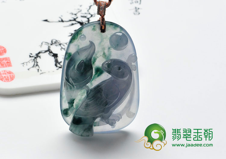 冰种紫罗兰飘花缅甸翡翠喜上眉梢挂件